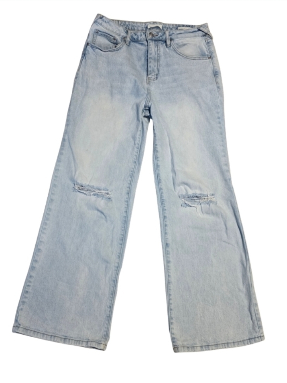 Cleo + Wolf High Rise Loose Jeans Light Wash Distressed Wide Leg Size 31x32